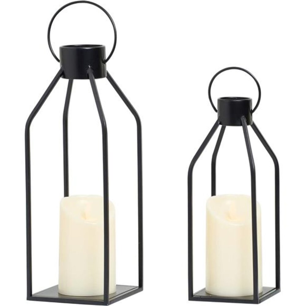 Decor Modern Farmhouse Lanterrn Decor- Black Metal Candle for Summer Night